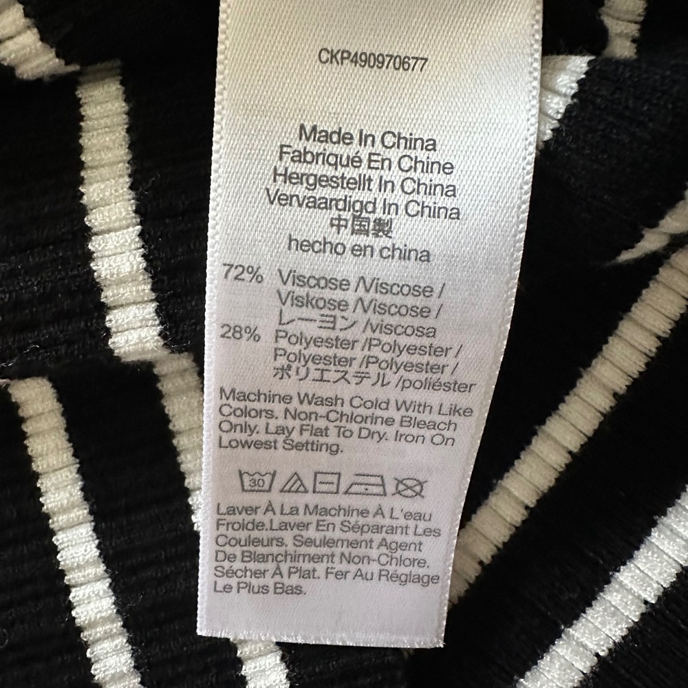 Madewell Stripe Antonia Snowy Short-Sleeve Polo Tee Black White S - Picture 6 of 8
